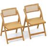 COSTWAY Set di 2 Sedie Pieghevoli da Pranzo in Rattan e Bambù (Naturale)