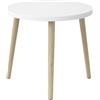 PALUPLUS Tavolino Rotondo in Legno di colore Bianco, Misura 38x38x39 cm, Tavolo Basso con 3 Gambe color Naturale, adatto per Soggiorno, Studio, Ufficio, Sala da Pranzo -5863C -1,4