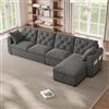 ZKLOEP Moderno divano in velluto con spazio per gli angoli, 281 x 86 x 71 cm, spazio a forma di L nell'angolo regolabile a sinistra e a destra, braccioli laterali con tasche per rivista. Grigio.