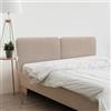 DHOME Testiera Imbottita Liscia Arrotondata in Tessuto Aqualine per Parete Acustica Testate Letto Fonoassorbenti Camera da Letto (Beige, 200cm Dual)