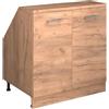 Vicco Mobile cucina sottotetto R-Line, Rovere dorato, 80 cm con 2 porte, carcassa 60 cm profondità, per la libera combinazione all'interno di sistemi cucina modulari