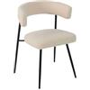 Cribel Poltrona Megan in Tessuto Bouclé Corda Con Gambe Nere | Set Di 2 Sedie Imbottite Moderne Ed Eleganti Per Sala Da Pranzo, Soggiorno, Studio E Living