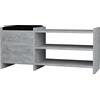 BAKAJI Panca Scarpiera Portascarpe Ingresso Casa con 2 Ripiani Porta Scarpe + Anta in Legno Panchina con Cuscino Imbottito in Tessuto Mobiletto Multiuso Dimensione 100 x 44 x 35 cm (Grigio)