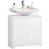 SoBuy Mobile Sottolavabo Bagno Mobile Base per Lavabo a Terra con 2 Ante Bianco 60x30x60cm BZR108-II-W