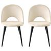 GrandCA HOME Set di 2 Sedie da Pranzo Moderne, in Velluto Olandese Delicato Sulla Pelle con Gambe in Metallo, Adatte per Sale da Pranzo, Soggiorni e Camere da Letto - Beige