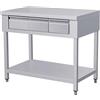 Ristoattrezzature - Tavolo in acciaio inox su gambe con 3 cassetti e piano di fondo 200x70x85h cm - Uso professionale