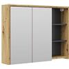 Vicco Specchio contenitore bagno Viola, Rovere/antracite, 100 x 75 cm, per montaggio a parete con ripiani aperti