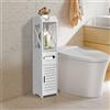 LANTUS Mobiletto bagno, mobiletto per WC, mobiletto per WC, in MDF, portaoggetti per bagno, cassetto, vano, salvaspazio, piccoli spazi-20 * 20 * 80cm - Bianco