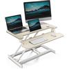 VonHaus Convertitore da Scrivania in Piedi, Rialzo Monitor per Computer con Piano per Tastiera, Rialzo Scrivania per Laptop con Supporto Tablet (Legno Chiaro)