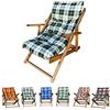 Marvin Poltrona Sedia Relax Design Salotto Ufficio Camera da letto Tessuto Moderna Sfoderabile In Legno Faggio Imbottita Morbida Reclinabile Pieghevole Salvaspazio Manuale (Verde e Giallo a scacchi)