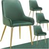 tectake® Set 4 Sedie Imbottite Effetto Velluto, Sedie Cucina con Schienale Ergonomico, Sedie Moderne con Imbottitura in Schiuma, Gambe in Acciaio Verniciato, Capacità di Carico 120 kg - Verde