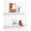 PHOTOLINI Mensola per foto, stabile in legno MDF bianco 70 cm, pannello galleria, set da 2, pannello da parete per foto, poster, per una configurazione flessibile, forma a U, facile da montare