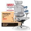 FLEXISPOT ErgoX Pro Sedia da Ufficio Ergonomica con Altezza Regolabile a 12 Livelli, Braccioli 7D, Supporto Lombare 5D, Poggiatesta 4D, Portata 250 kg e Seduta in Rete Traspirante - Grigio