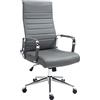 CLP Sedia ergonomica da ufficio Kolumbus in vera pelle, sedia da scrivania regolabile in altezza, con rotelle, portata fino a 150 kg, Colore:grigio