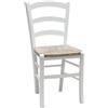 Vicentini arreda SEDIA IN LEGNO SHABBY CHIC BIANCO VENEZIA SEDUTA PAGLIA