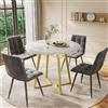 Huayz Set da tavolo e sedie, 80 cm, tavolo da pranzo rotondo e 4 sedie, moderno con gambe in metallo, tavolo in MDF, per sala da pranzo e soggiorno (sedia grigia - A)
