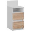 Vicco Comodino Monty, Bianco/Sonoma, 25 x 59.1 cm | con 2 cassetti, adatto per il posizionamento flessibile accanto al letto o al divano
