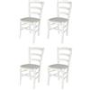 t m c s Tommychairs - Set 4 sedie modello Venezia per cucina bar e sala da pranzo, robusta struttura e seduta in Legno di faggio laccato bianco e seduta imbottita e rivestita in tessuto color bianco ostrica