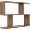 KUBUTKU Scaffale decorativo da parete con 2 ripiani, 70 x 55 x 18 cm, design scandinavo, moderno, per soggiorno, cucina, ufficio, camera da letto, bagno, libreria (noce)