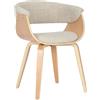 CLP Sedia da pranzo portata 150 kg, struttura in legno Bruce, imbottita con braccioli e protezioni per pavimento, altezza seduta 47 cm Colore:crema;Colore del telaio:natura