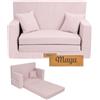 Flumi Personalizzato Divanetto Bambini con Funzione Sleep - 3 in 1 | Divani Piccoli | Divano Bambini | Colore: (velluto a coste Rosa)