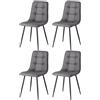 GrandCA HOME Set di 4 Sedie da Pranzo Moderne Sedie da Cucina con Gambe in Metallo, Sedie da Pranzo Imbottite Tessuto Impermeabile Leathaire Technology, Grigio Scuro-KJ