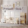 Trdlpyn Letto a Soppalco 90x200 con Scaletta e Piccolo Armadio, Recinzione con Rastrelliera Portaoggetti, letto in metallo, Letto a Castello per Adulti Bambini, Facile da Montare, Bianco