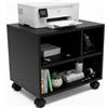 Baroni Home Carrello Ufficio con 4 Rotelle Girevoli a 360°, Mobiletto Organizer per Stampante e Cancelleria, Struttura in MDF Resistente, Montaggio Facile, 30x40x36 cm 3 Scomparti Nero