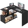 WOLTU Scrivania Angolare, 120x100 cm Scrivania a Forma di L con Libreria, Nero, per Computer, Tavolo da Lavoro, Studio and Soggiorno