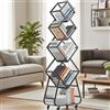 TerraVibe Libreria girevole a 5 ripiani, a 360° Book Shelf, libreria con ruote, per soggiorno, camera da letto, ufficio (nero)