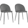 Marvin Sedia in Velluto Oslo da Sala Pranzo Con Gambe Metallo Nero Seduta Imbottita Sedie Poltroncine Di Design Per Salotto Soggiorno Moderne (Grigio, 2)