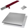 INOXLM lavorazioni inox INOXLM BOX 3 PEZZI Tagliere/Spianatoia+tarocco/spatola+Mattarello custodia in tessuto|Piano di lavoro in Acciaio Inox Varie Misure per Cucina Bar Ristorante|Piano Made in Italy (50x50, Custodia Rossa)