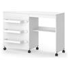 Vicco Tavolo per cucito Carmen, Bianco, 118 x 77.5 cm con 3 ripiani, pieghevole con ruote per un utilizzo flessibile come tavolo da lavoro
