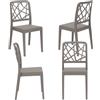 REDÒKASA Set 4 sedie in polipropilene PENELOPE, MADE IN ITALY, impilabile, resistente ai raggi UV, design moderno, ideale per sala da pranzo, cucina, sala d'attesa, bar, ristoranti o giardino (Tortora, 4)