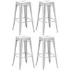 CLP Set di 4 sgabelli da Bar Joshua I Sgabelli da Bar impilabili in Metallo I Sgabelli da Bar con poggiapiedi I Altezza Seduta 76 cm I Sgabello impilabile, Colore:Argento