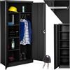 tectake® Armadio Portadocumenti, 6 Scomparti, Asta Appendiabiti, Armadio Multiuso in Acciaio Verniciato, Mobile con Ante Rinforzate, Serratura a Cilindro di Sicurezza, 80 cm - Nero