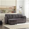 Soweiz Divano Multifunzionale Con Letto Estraibile, Chaise Longue Sostituibile, Sedile Portaoggetti, Forma a L, Angolare per Soggiorno (Grigio Scuro)
