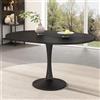KAZZIO Tavolo da pranzo allungabile, ovale, per il tempo libero, lunghezza 100/140 x larghezza 100 x altezza 75 cm, moderno tavolo da pranzo (nero)