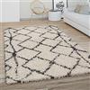 Paco Home Tappeto Salotto Pelo Lungo Shaggy Moderno Boho Scandinavo Motivo Diamante, Dimensione:Ø 200 cm tondo, Colore:Crema Antracite 2