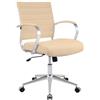 CLP Sedia da Ufficio Oakland Regolabile Altezza, Girevole con Dondolo, Sedia Scrivania con Ruote, Schienale Imbottito Colore crema Materiale Vera pelle
