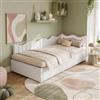 BRILVERDE Letto imbottito per bambini 90x200 cm con LED,divano letto con rete a doghe,letto contenitore idraulico,letto singolo,letto per ragazzi,velluto,beige