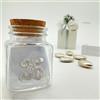 Ingrosso e Risparmio 12 pz. Vasetto portaconfetti Vetro Tappo Sughero Applicazione 25 in Legno Argento Nozze bomboniere Matrimonio Anniversario Anni Compleanno Legno segnaposto confettata