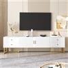 Dalred Mobile TV, pannello basso con porta strutturata, mobili TV con cassetti, maniglie dorate e piedini dorati (bianco)