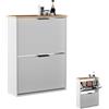 Planetmöbel scarpiera salvaspazio con 2 ante | scarpiera armadio con 4 ripiani, porta scarpe per ingresso, corridoio, guardaroba 60 x 23 x 80,5 cm, bianco grigio