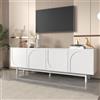 Goeria Mobile TV moderno bianco, 175 x 38 x 56 cm, mobile TV basso leggero in stile di lusso, ripiani regolabili (bianco)