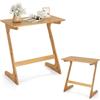 LIFEZEAL Tavolino da Divano, da Letto, a Forma di Z, in Legno Massello di Bamboo, Porta PC, Laptop, Tavolino Laterale da Caffè, Soggiorno, Salotto, Salvaspazio, Moderno, Max 50kg, 75x40x70cm, Naturale