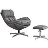 Totò Piccinni SET BAIA Poltrona Girevole con Pouf regolabile imbottita in similpelle (Grigio)