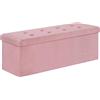 WOLTU Panche Contenitore per Ingresso Cassapanca Pieghevole Ottomane in Velluto, Max Portata Statica di 300 kg, 118 L, 110x37,5x38 cm, Rosa chiaro