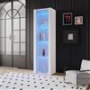 Zepneiy Vetrina ad alta lucentezza 55 x 38 x 166 cm, mobile portaoggetti con illuminazione a LED, 3 scomparti in vetro, verticale, alto, bianco