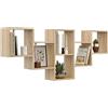 KUBUTKU Scaffale decorativo da parete con 6 ripiani, 160 x 66 x 18 cm, design scandinavo, moderno, per soggiorno, cucina, ufficio, camera da letto, bagno, libreria (rovere Sonoma)